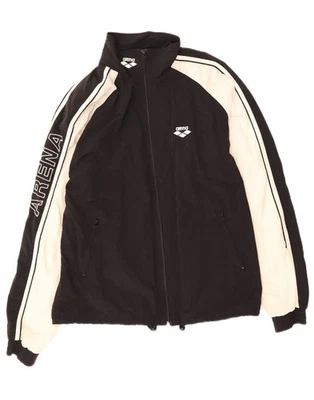 ARENA Mens Graphic Tracksuit Top Jacket Small Black Colourblock Nylon BQ08 — 第 1/3 张图片