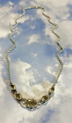 "Collar gargantilla collar citrino plata esterlina estilo Art Deco de 17 g 925 19""" Foto 1 de 2