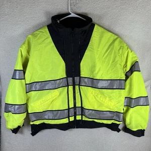 Gerber Hi Vis Rain Jacket Mens 2XL Reversible ANSI 107 Black Yellow Liner READ - Picture 1 of 23
