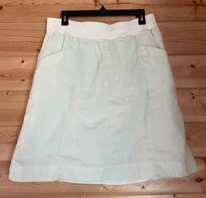 Eileen Fisher Women’s Medium Organic Linen Skirt Pull On Pockets Light Green - Picture 1 of 12