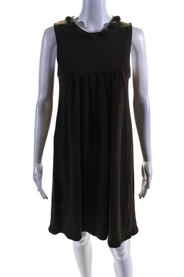Vestido suéter recto tejido difuso sin mangas de algodón marrón talla M Milly para mujer Foto 1 de 4