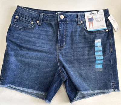 Pantalones cortos de jean para mujer Seven 7 Weekend talla 12 azul nuevos Foto 1 de 4
