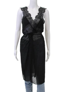 Meryll Rogge Womens Silk Sleeveless Cardigan Black Size 38 - Picture 1 of 6