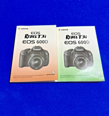 Canon EOS Rebel T3i 600D Manual de instrucciones Set Inglés Español Folletos Open Bo Foto 1 de 4
