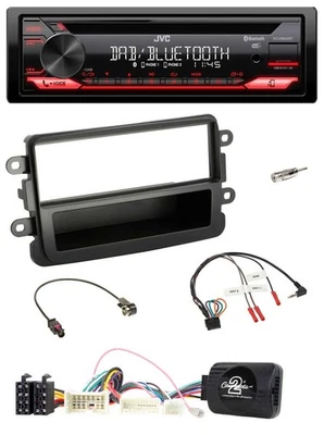 JVC CD DAB USB Bluetooth Lenkrad Autoradio für Dacia ab 2012 schwarz - Bild 1 von 4