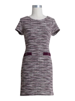 CONNECTED APPAREL Womens Welt-pocket-Tweed Short Sleeve Sheath Dress - Image 1 of 4