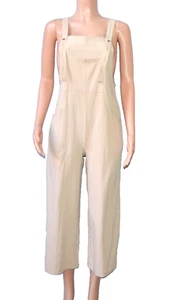Women's Baggy Overall Cotton Beige Jumpsuit Size Small - Picture 1 of 5