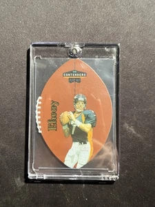 Playoff Contenders 1998 John Elway cuero dorado/27 raro Salón de la fama Broncos #23 - Imagen 1 de 2