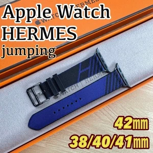 Apple Watch Hermes Pasek na pasek Single Tour Jumping Nylon Niebieski Czarny w pudełku Rzadki - Zdjęcie 1 z 12