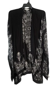 Kimono Moss Rose Mujer OS Encubrimiento Plumero Medallón Boho Playa Negro Viscosa - Imagen 1 de 5