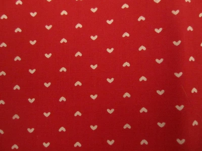 Edredón artesanal de tela de algodón rojo pequeños corazones blancos 1 yarda x 44" Foto 1 de 4