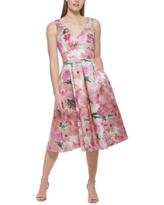 Eliza J Printed Jacquard Midi Dress Women's 10 - Picture 1 of 3