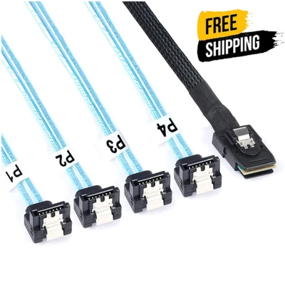 ADCAUDX Mini SAS to SATA Cable: 0.5M SFF-8087 to SATA 90 Degree Right Angle F... - Image 1 of 4