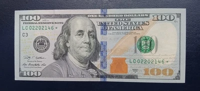 100 dollar bill star note 2009A LF 02202146* - Image 1 of 2