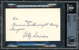Petey Sarron Autographed 3x5 Index Card Featherweight Champ Beckett 12516835 - Picture 1 of 2