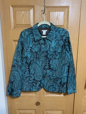 Chaqueta vintage Laura Ashley para mujer y2k abotonada grande cachemira verde azulado marrón Foto 1 de 4
