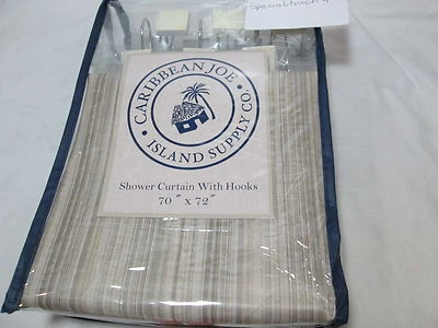 Caribbean Joe Island Supply Co. PAPRIKA TAUPE Juego de Cortina de Ducha y Ganchos a Rayas  Foto 1 de 3