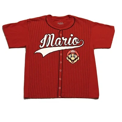 Super Mario Red Mario Jersey T-Shirt Youth Large Rare 100% Cotton - Image 1 of 4