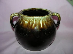 USA POTTERY Brown Drip Glazed Bean Pot No Lid   - Picture 1 of 3