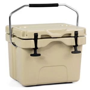 16 Quart Cooler Portable Ice Chest Leak-Proof 24 Cans Ice Box for Camping Khaki - Picture 1 of 12