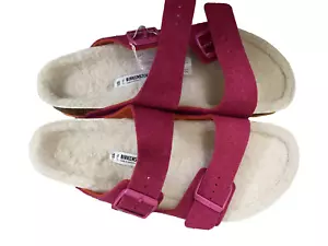 Birkenstock Arizona Rivet Doubleface Fuchsia & Orange Wool Felt & Fleece 46 13 - Picture 1 of 8