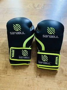 Black And Yellow Sanabul 14oz Boxing Gloves/ Great Condition - Picture 1 of 7