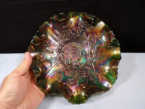 Contemporary Green Carnival Glass Good Luck Bowl INV2 - Picture 1 of 6