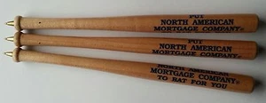 North American Mortgage Company Mini Pipistrelli in Legno (3) Pezzi Pubblicitari... - Foto 1 di 2