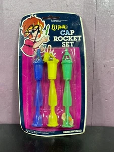Cap Rocket Set 1970s New Hong Kong Dime Store Toy Plastic Li'l Jack 3 Vintage - Picture 1 of 10