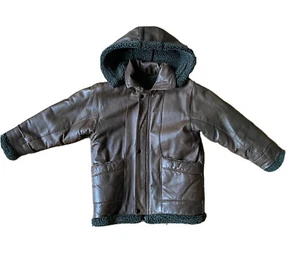 Vintage Wilda Genuine Leather Unisex Coat Brown Jacket Sherpa Lining Size Medium - Picture 1 of 24