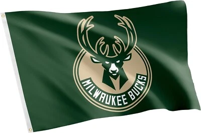 Bandeira Milwaukee Bucks 3x5 pés basquete NBA frete grátis - Imagem 1 de 2