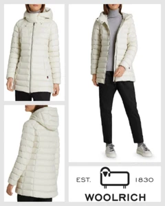 Woolrich Puffer Jacket Coat Size UK 8 XS Eco Down Hood Quilted Lightweight - Picture 1 of 17