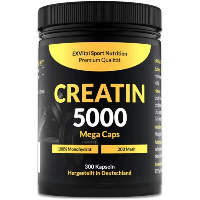 Creatin 5000 Monohydrat von EXVital Sport Nutrition, 300 Kapseln Kreatin