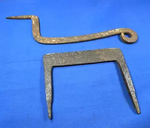 19thC. Hand Forged HANGER & STAPLE ~ Early Hardware, RePurpose! Restoration - Picture 1 of 8