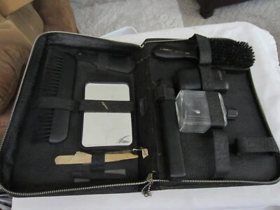 Vintage Swank Men's Travel Toiletry Grooming Kit Zippered Leather Case - Image 1 of 3