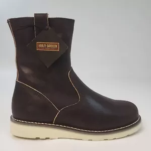 Harley-Davidson Aldredge 8 Zoll Braun Leger Reißverschluss Stiefel D10008 US Herren Größe 10M - Bild 1 von 14
