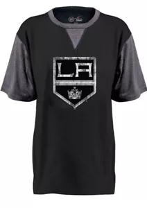 NHL Los Angeles Kings Short Sleeve Raglan PCD T-Shirt Mens Size XL Black Tee - Picture 1 of 6