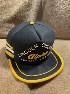 Vintage 3 stripe trucker hat NEW DEADSTOCK Chicago Lincoln 80s USA MADE Alpha - Picture 1 of 10