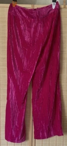 NWT Cider Crushed Velvet Velour Hot Pink Glam Barbie Wide Leg Pants Sz XL - Picture 1 of 6