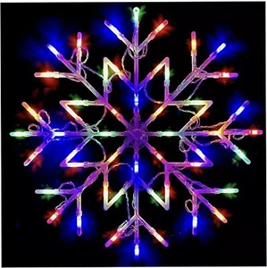 50 LED SCHNEEFLOCKE WEIHNACHTSLICHT BLINKENDE SILHOUETTE HEIMFENSTER FESTLICHE DEKORATION - Bild 1 von 4