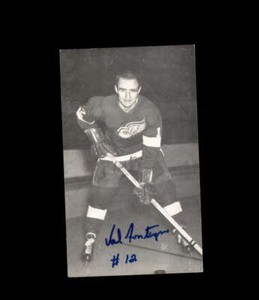 Val Fonteyne Signed JD McCarthy Vintage Postcard 1950`s 60`s Detroit Red Wings A