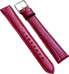 TISSOT - BRACELET - GOLDEN BUCKLE - GENUINE LEATHER - RED - 15MM - NOS - Picture 1 of 2