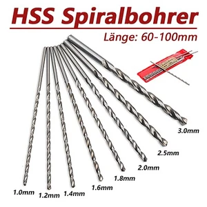 HSS Spiralbohrer Dia 1mm-3mm Extra Langer 60mm-100mm Stahlbohrer Metallbohrer - Bild 1 von 7