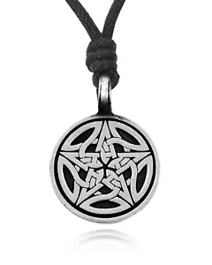 Handmade Pentagram 5 Pointed Star Silver Pewter Necklace Pendant Jewelry - Picture 1 of 1