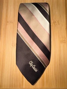 Oleg Cassini by Burma Striped Brown Tie - Picture 1 of 2