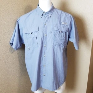 Columbia Mens PFG Blue Short Sleeve Fishing Shirt Size Large L - Picture 1 of 8