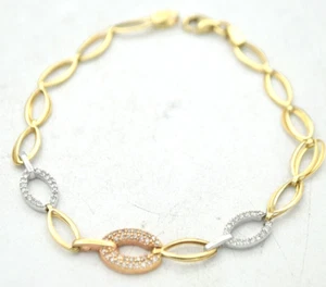 14K TRI COLOR BRACELET WITH CZ'S (BTSS1266) - Picture 1 of 3