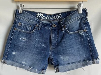 Pantalones cortos de mezclilla Madewell para mujer talla 26 tiro bajo corte puños desgastados Foto 1 de 4