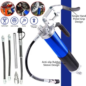 7000PSI Grease Gun Pressure Pistol Grip Dual Flow Flex Hose Industrial Quality - Picture 1 of 14