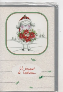 Carte Bonne Année un bouquet de tendresse..mouton et fleurs ..17 x 11,5 cm - Picture 1 of 3